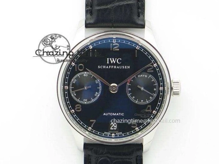 MIROTIME 0506 Portuguese Tourbillon IW5046 SS ZF Best Edition White Dial Blue Markers on Blue Leather Strap Fashionable 7149